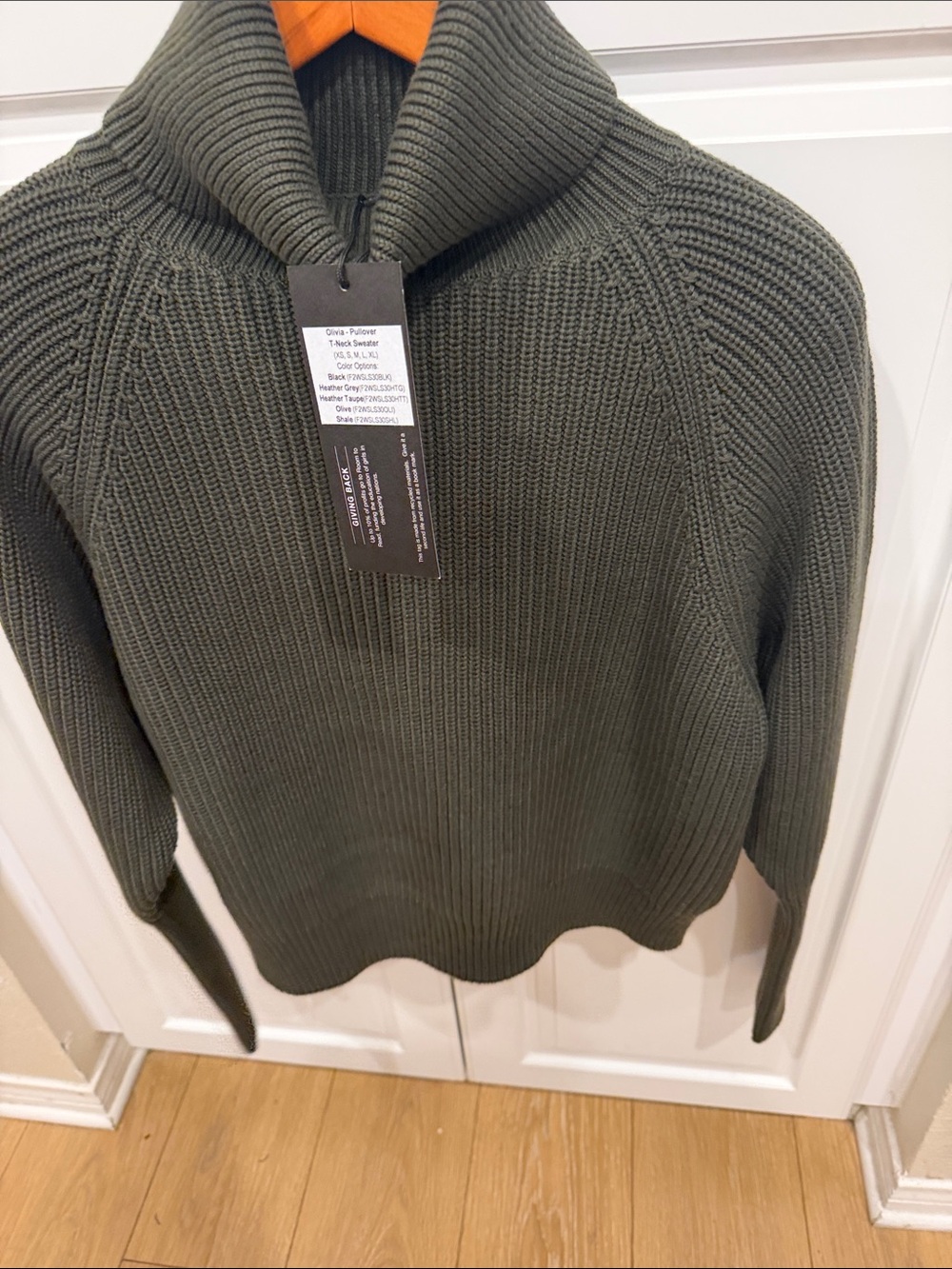 Turtleneck Rib-Knit Sweater - Olive Green - Picture 7 of 7